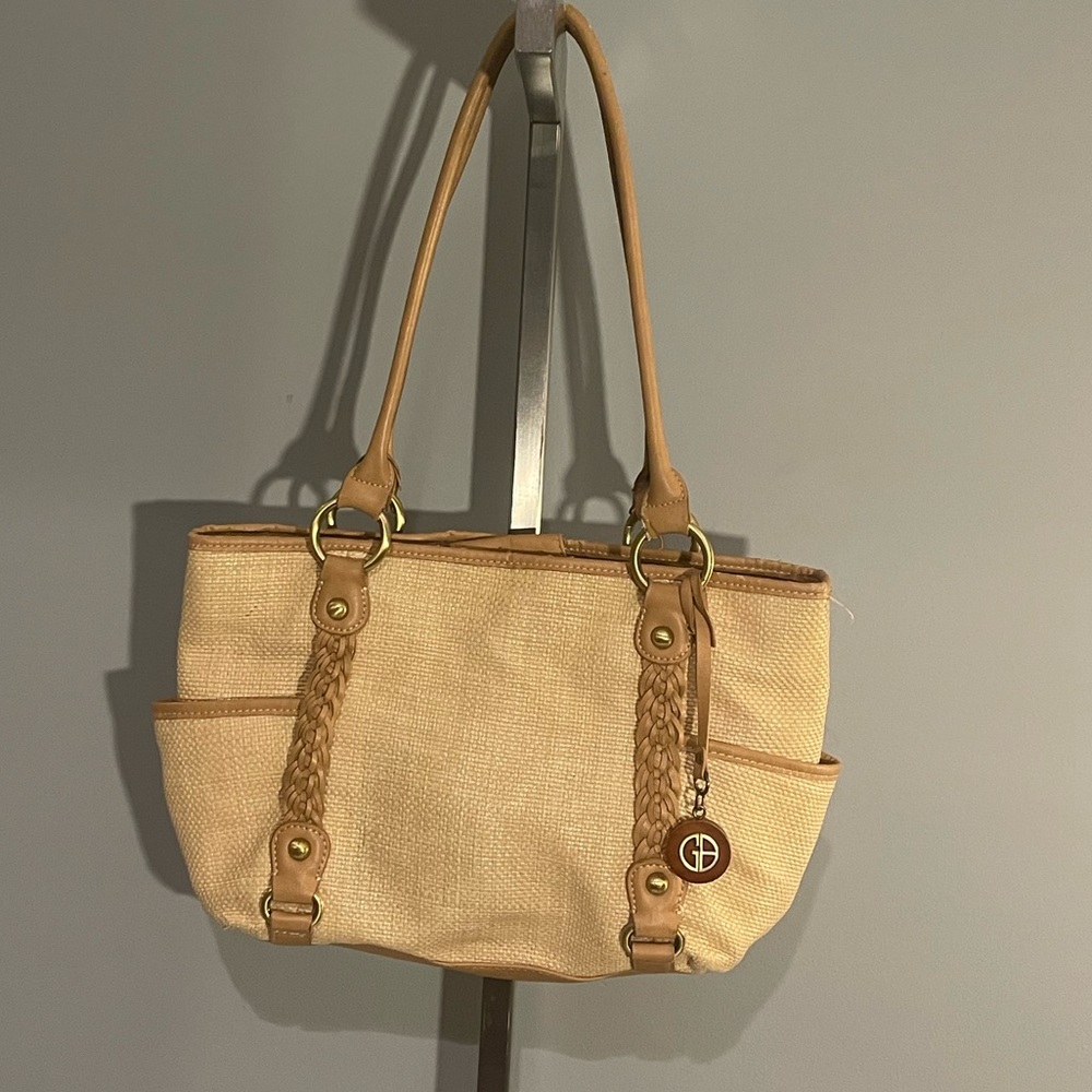 Giani Bernini tan woven purse bag tote